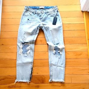 One Teaspoon Blue Hart Freebirds light wash Destructed jeans 27